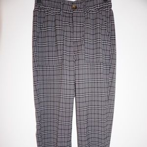 Elastic Plaid Pants